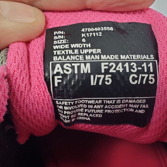 Hytest Safety Footwear Woman’s 6 W Athletic Oxford Steel Toe K17112 Grey Pink - Picture 8 of 9